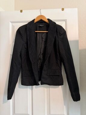 paper tee Black Lace-Trim Blazer Jacket